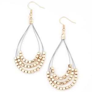 Off The Blocks Shimmer Gold Earrings Paparazzi New